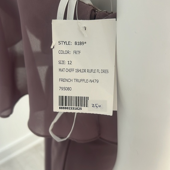 NWT SAMPLE SALE Social 8189 size 12 Fr. Truffle (lavender/gray) Chiffon Pristine - Picture 5 of 7